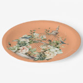Assiettes En Carton Douche Persimmon Orange Blanc Vert Or (Angle)