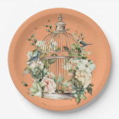 Assiettes En Carton Douche Persimmon Orange Blanc Vert Or (Devant)