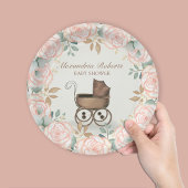 Assiettes En Carton Douche personnalisée pour bébé rose rose pâle