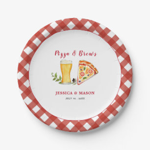 Assiettes En Carton Douche Pizza et Bière Couples Décontracté