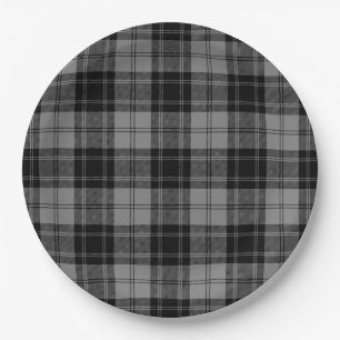 Assiettes En Carton Douglas tartan noir gris plaid