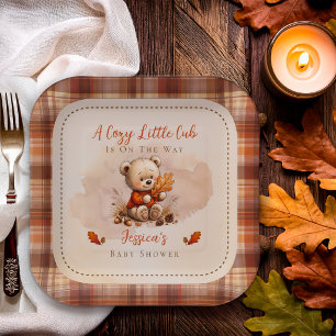 Assiettes En Carton Douillet Petit Ourson d'Automne Ours en Peluche Ba