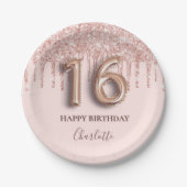 Assiettes En Carton Doux 16 gouttes roses d'or rose (Devant)