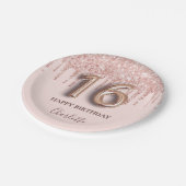 Assiettes En Carton Doux 16 gouttes roses d'or rose (Angle)