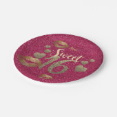 Assiettes En Carton Doux 16 lèvres de Parties scintillant dorées roses (Angle)