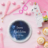 Assiettes En Carton Doux 16 Parties scintillant bleue marine Plaque de (Fête)