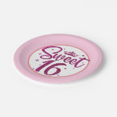 Assiettes En Carton Doux 16 Plaques de papier rose d'anniversaire (Angle)