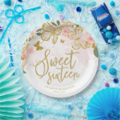 Assiettes En Carton Doux 16 Pôles Papier à 16 Parties Bleu Papillon Fl (Fête)