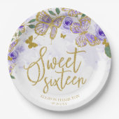 Assiettes En Carton Doux 16 tôles en papier Plate de papillon pourpre  (Devant)