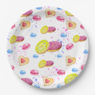 Assiettes En Carton Doux beignets avec motif vitré coloré