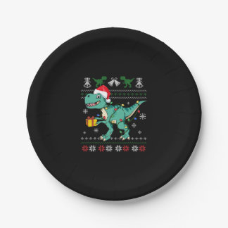 Assiettes En Carton Doux de Noël moche Dinosaur Garçons Enfants Pyjama