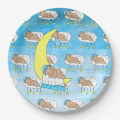 Assiettes En Carton Doux petit bébé ethnique dormant sur la lune (Devant)