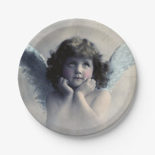 Assiettes En Carton Doux Rosy Cheeked Angel Vintage dans les nuages