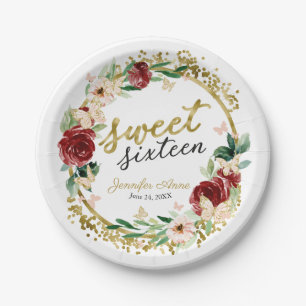 Assiettes En Carton Douze ans douce Rouge Fardée Papillon Floral