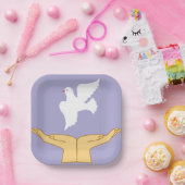 Assiettes En Carton Dove Bird World Peace White (Fête)