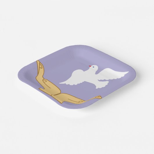 Assiettes En Carton Dove Bird World Peace White (Angulaire)