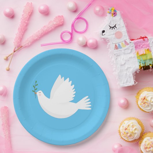 Assiettes En Carton Dove with olive branch (Fête)