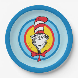 Assiettes En Carton Dr. Seuss Graphisme de tête de Chat dans le Chap
