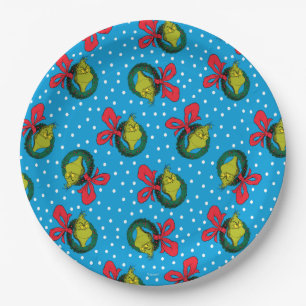 Assiettes En Carton Dr Seuss The Grinch Motif de couronne de Noël