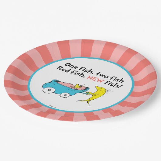 Assiettes En Carton Dr Seuss | Un poisson - Baby shower fille (Angle)