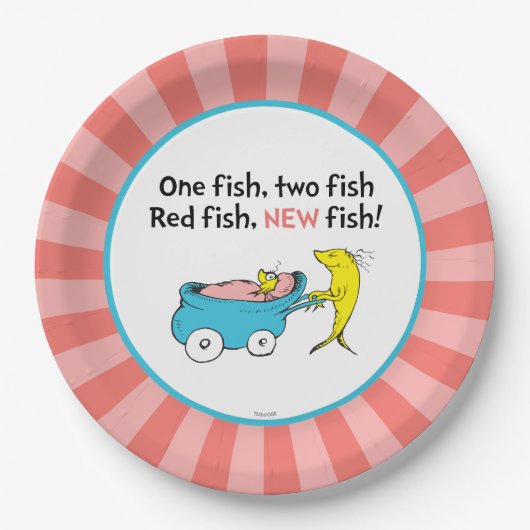 Assiettes En Carton Dr Seuss | Un poisson - Baby shower fille (Devant)