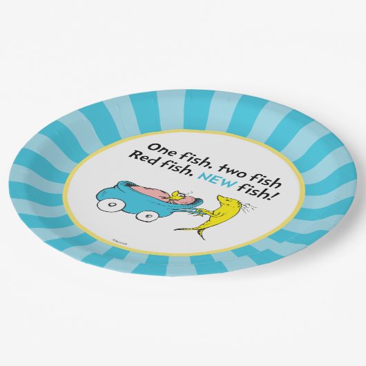 Assiettes En Carton Dr Seuss | Un poisson - Baby shower garçon (Angle)