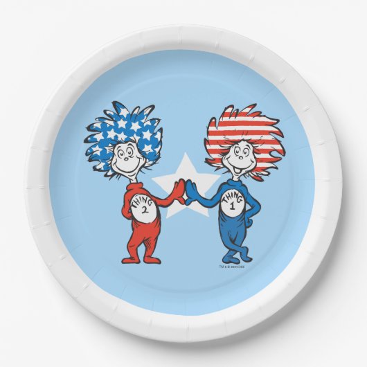 Assiettes En Carton Dr Seuss | Une chose Deux graphiques patriotiques (Devant)