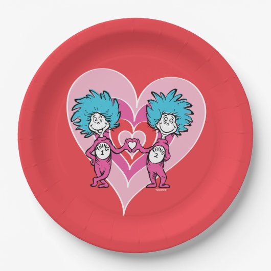 Assiettes En Carton Dr. Seuss Valentine | Chose une chose deux (Devant)