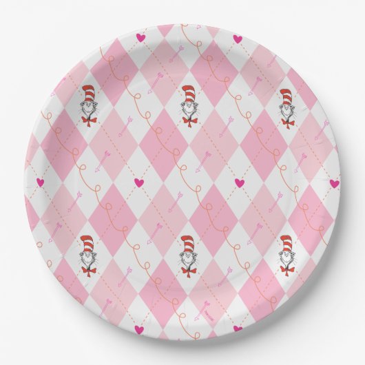 Assiettes En Carton Dr. Seuss Valentine | Jacquard rose Le chat dans l (Devant)