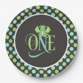 Assiettes En Carton Dragon 1er Plaques d'anniversaire Vert/Bleu/Gris (Devant)