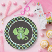 Assiettes En Carton Dragon 1er Plaques d'anniversaire Vert/Bleu/Gris (Fête)