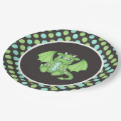 Assiettes En Carton Dragon 1er Plaques d'anniversaire Vert/Bleu/Gris (Angle)