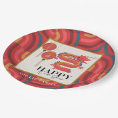 Assiettes En Carton Dragon 2024 Jour de l'An chinois rouge (Angle)