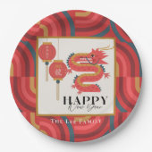 Assiettes En Carton Dragon 2024 Jour de l'An chinois rouge (Devant)