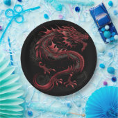 Assiettes En Carton dragon à tête jaune-verte (Fête)