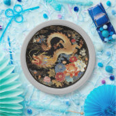 Assiettes En Carton Dragon asiatique et fleurs de pivoines (Fête)