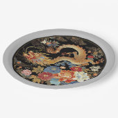 Assiettes En Carton Dragon asiatique et fleurs de pivoines (Angle)