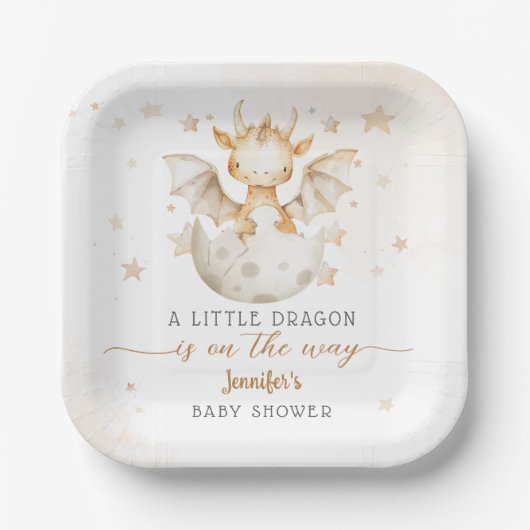 Assiettes En Carton Dragon Baby shower Cute Boho (Recto)