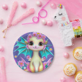 Assiettes En Carton Dragon Bébé mignon avec Fleurs Roses Blanche Toiso (Fête)