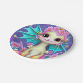 Assiettes En Carton Dragon Bébé mignon avec Fleurs Roses Blanche Toiso (Angle)