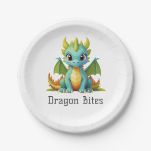 Assiettes En Carton Dragon Bites Bleu Vert Bébé Dragon Papier Plaque