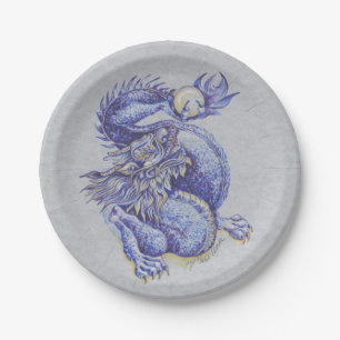 Assiettes En Carton Dragon bleu