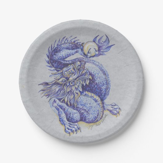 Assiettes En Carton Dragon bleu (Devant)