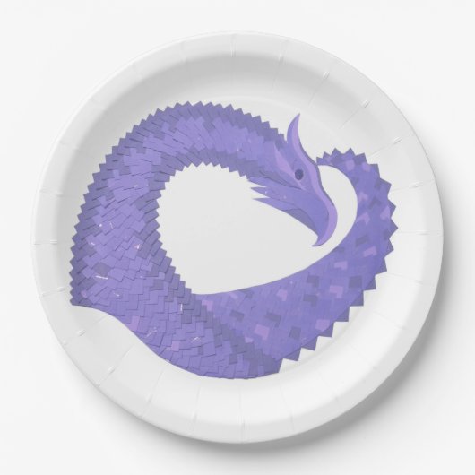 Assiettes En Carton Dragon de coeur périphérique sur blanc (Devant)