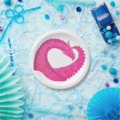 Assiettes En Carton Dragon de coeur rose chaud sur blanc (Fête)