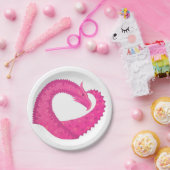 Assiettes En Carton Dragon de coeur rose chaud sur blanc (Fête)