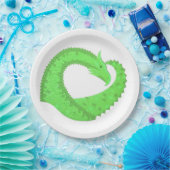 Assiettes En Carton Dragon de coeur vert citron blanc (Fête)