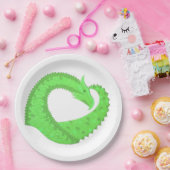Assiettes En Carton Dragon de coeur vert citron blanc (Fête)