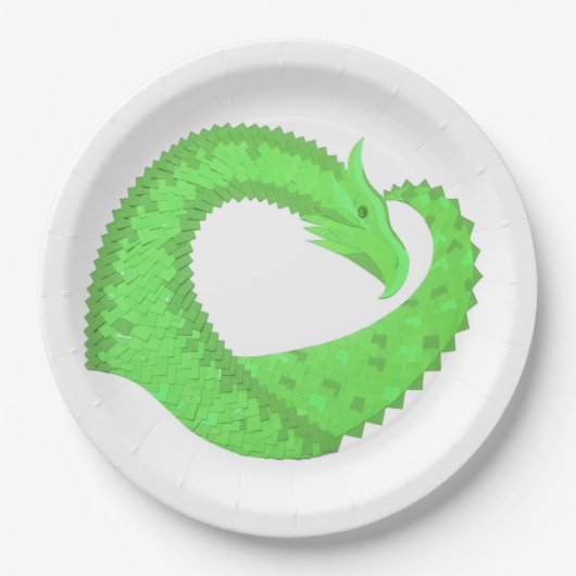 Assiettes En Carton Dragon de coeur vert citron blanc (Devant)