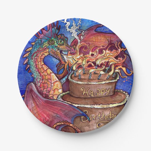 Assiettes En Carton Dragon de gâteau d'anniversaire (Devant)